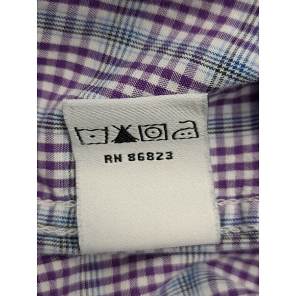 Bristol & Bull Mens Button Front Shirt white Purple Plaid Contrast Collar Sz 3XL - Picture 9 of 9
